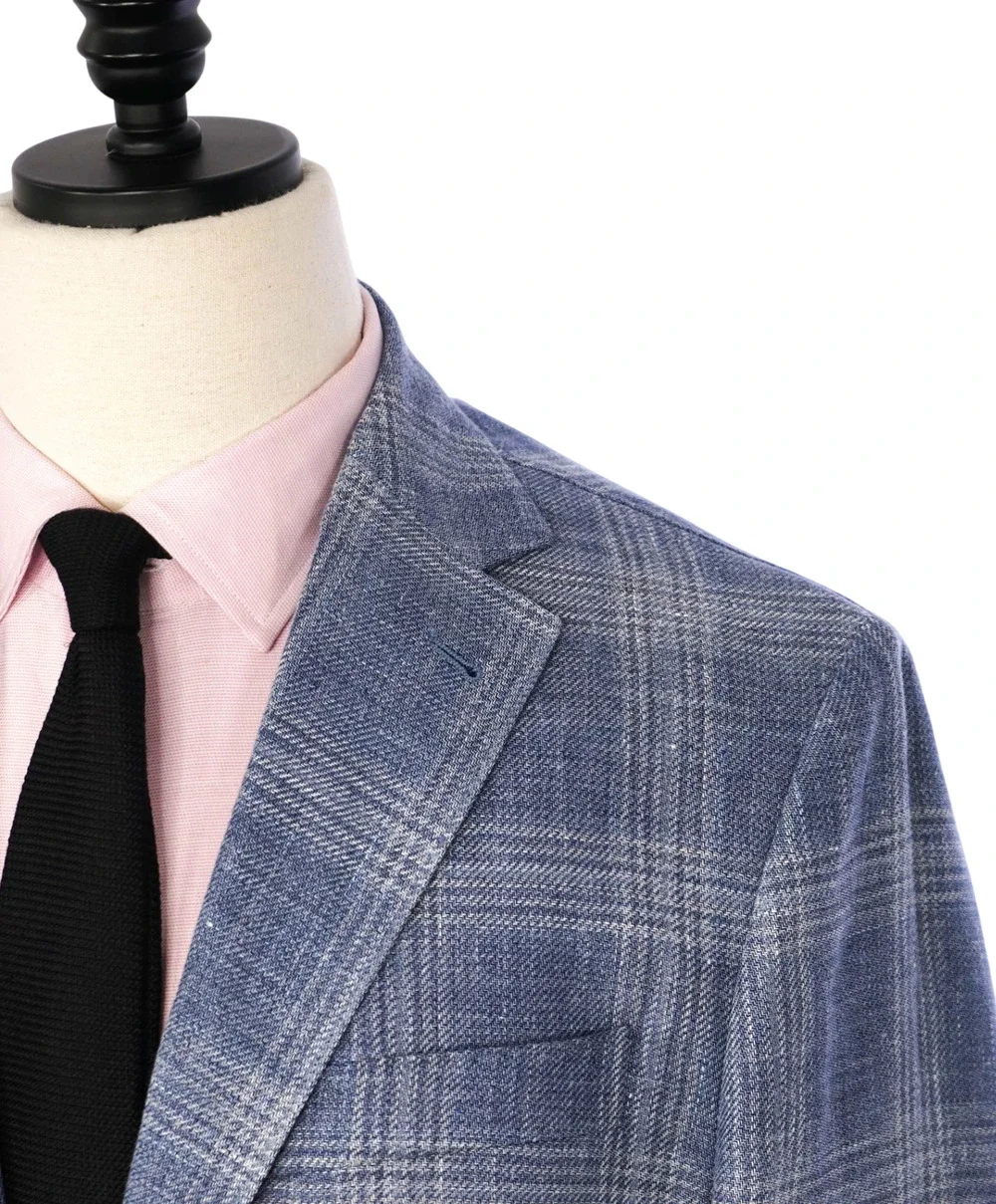 $1,995 CORNELIANI - Baby Blue Wool/Linen Coat Insert Blazer - 44R